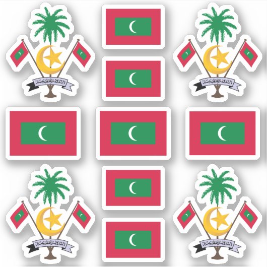 Maledivische nationale symbolen/wapenschild en vla sticker (Voorkant)