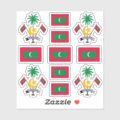 Maledivische nationale symbolen/wapenschild en vla sticker (Vel)