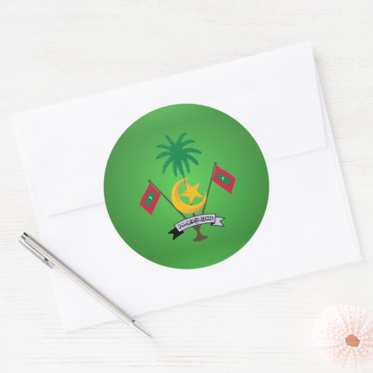 Maledivische wapenmantel ronde sticker (Envelop)
