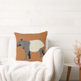 Maleise Tapir Dier Grafisch Kaneel Oranje Kussen