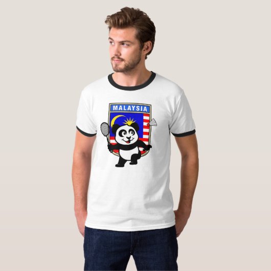 Maleisië Badminton Panda T-shirt (Voorkant volledig)