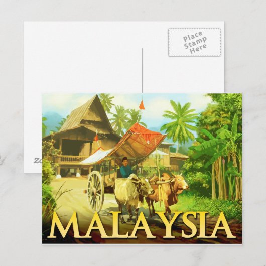 Maleisië - Bullock Cart Briefkaart (Voorkant / Achterkant)