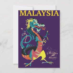 Maleisië Draak vintage stijl reisposter Kaart
