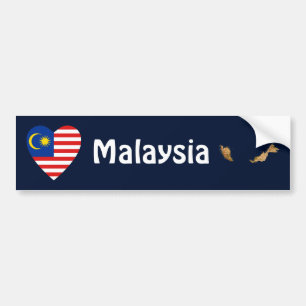 Maleisië Flag Heart + Map Bumpersticker