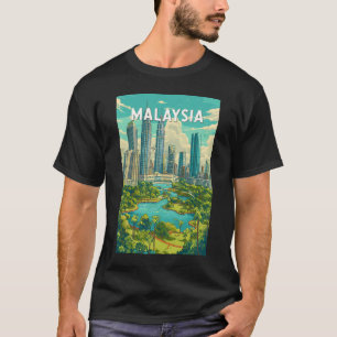 Maleisië Illustratie Reis Kunst Vintage T-shirt