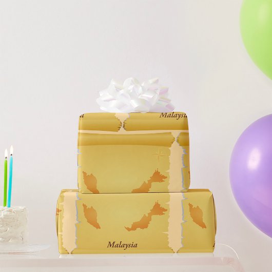  Maleisië Kaart Scroll Old World Travel Cadeaupapier