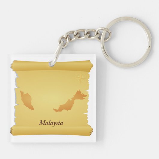  Maleisië Kaart Scroll Old World Travel Sleutelhanger (Achterkant)
