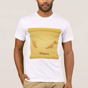  Maleisië Kaart Scroll Old World Travel T-shirt