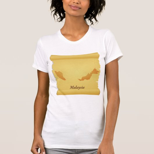  Maleisië Kaart Scroll Old World Travel T-shirt (Voorkant)