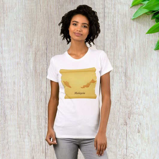  Maleisië Kaart Scroll Old World Travel T-shirt