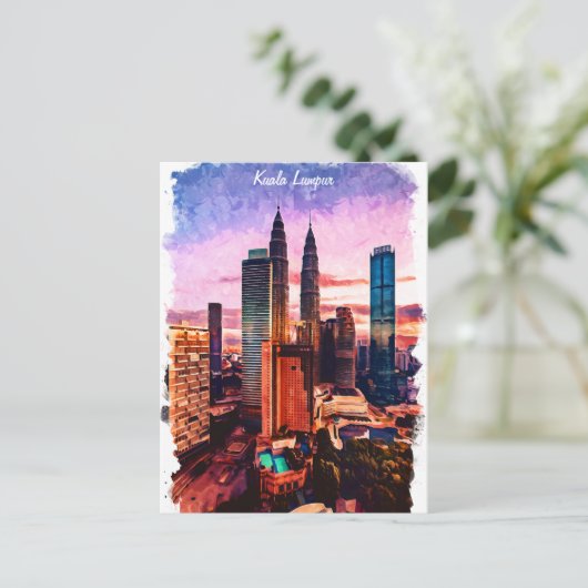 Maleisië Kuala Lumpur Skyline Briefkaart (Staand voorkant)