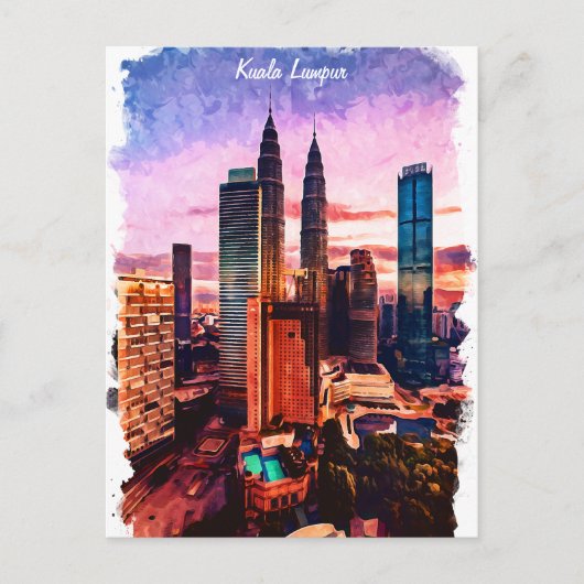 Maleisië Kuala Lumpur Skyline Briefkaart (Voorkant)