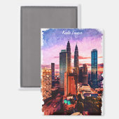 Maleisië Kuala Lumpur Skyline Magneet (Voorkant / Achterkant)