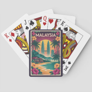 Maleisië Landschap Illustratie Reis Kunst Vintage Pokerkaarten