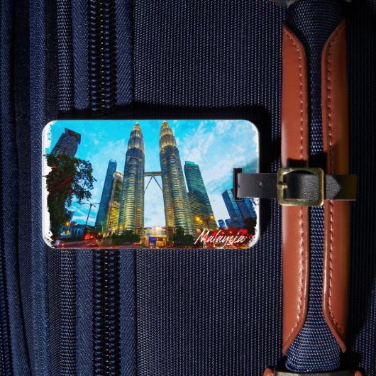 Maleisië Petronas Tower Skyline Bagagelabel (Voorkant Insitu 4)