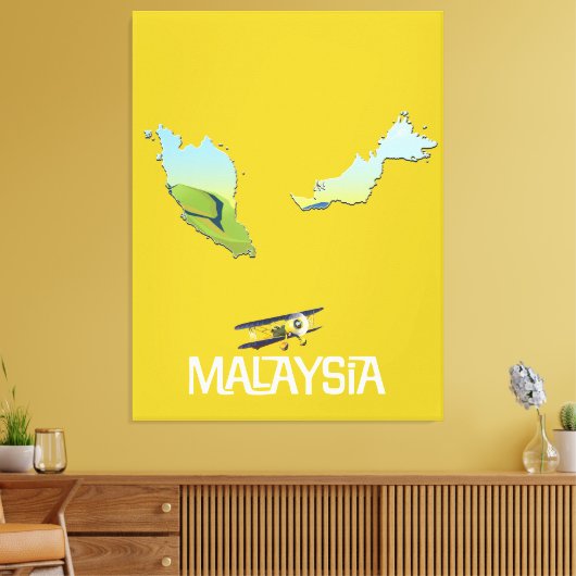 Maleisië Reisplattegrond Canvas Afdruk (Insitu (Woonkamer))