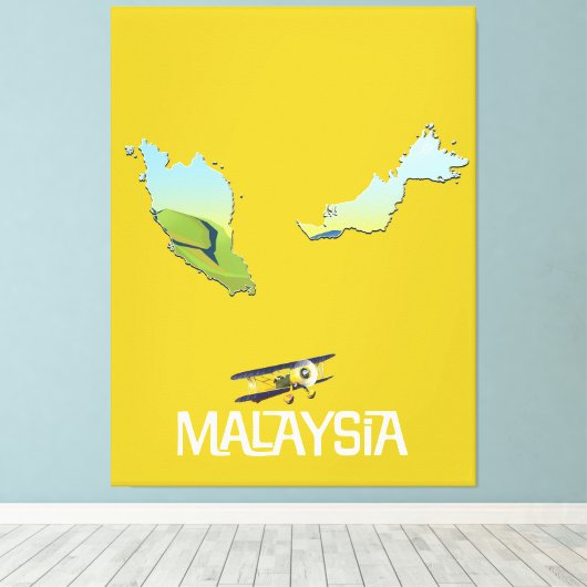 Maleisië Reisplattegrond Canvas Afdruk (Insitu (Houten vloer))