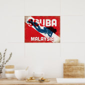 Maleisië Scuba Diver - Blue Retro Poster (Keuken)