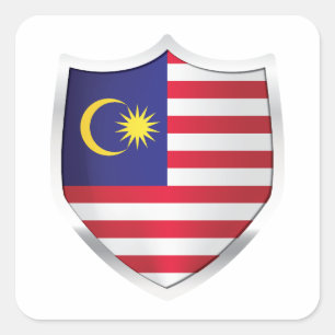 Maleisië Silver Shield Flag Vierkante Sticker