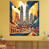 Maleisië Stad Abstracte geometrische Canvas Afdruk (Insitu (Woonkamer))