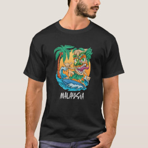Maleisië Surfen Tiki Strand Vakantie Mannen Jongen T-shirt