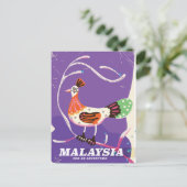 Maleisië vintage reisposter briefkaart (Staand voorkant)