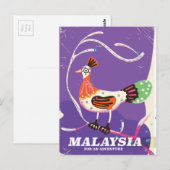 Maleisië vintage reisposter briefkaart (Voorkant / Achterkant)
