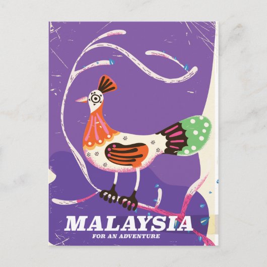 Maleisië vintage reisposter briefkaart (Voorkant)