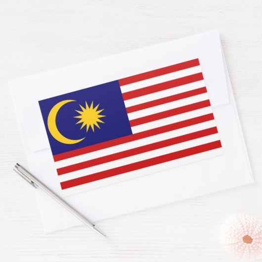 Maleisië: vlag van Maleisië Rechthoekige Sticker (Envelop)