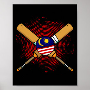 Maleisisch Cricketracket en Ll-vlag van Maleisië Poster
