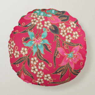Maleisisch Indonesisch batik kunstpatroon Rond Kussen