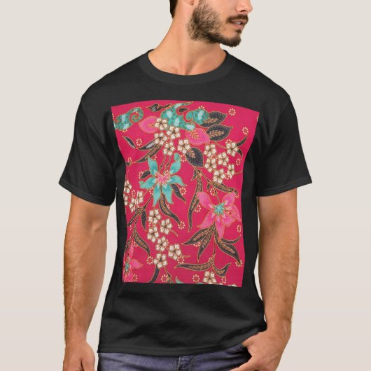 Maleisisch Indonesisch batik kunstpatroon T-shirt (Voorkant)