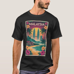 Maleisisch landschap illustratie reis kunst vintag t-shirt