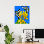 Maleisische blauwe klipper vlinders op Canna King Poster (Thuiskantoor)