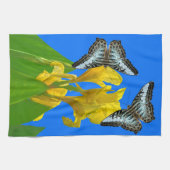 Maleisische blauwe klipper vlinders op Canna King Theedoek (Horizontaal)