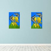 Maleisische blauwe klipper vlinders op Canna Poste Muurkunst Sets (Houten vloer)