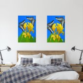 Maleisische blauwe klipper vlinders op Canna Poste Muurkunst Sets (Slaapkamer)