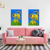 Maleisische blauwe klipper vlinders op Canna Poste Muurkunst Sets (Woonkamer)