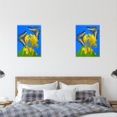 Maleisische blauwe klipper vlinders op Canna Poste Muurkunst Sets (Slaapkamer)