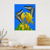Maleisische blauwe klipper vlinders op Canna Poste Poster (Keuken)