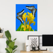 Maleisische blauwe klipper vlinders op Canna Poste Poster (Thuiskantoor)