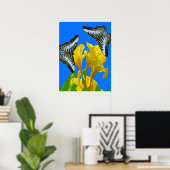 Maleisische blauwe klipper vlinders op Canna Poste Poster (Thuiskantoor)