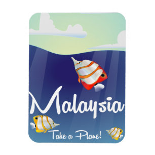 Maleisische cartoonaffiches voor reizen magneet