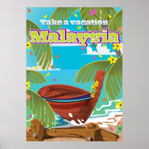 Maleisische cartooneske reisposter kunst. poster