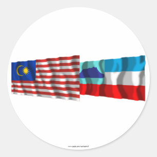 Maleisische en Sabah golvende vlaggen Ronde Sticker