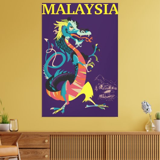Maleisische reisposter in de stijl van Dragon Canvas Afdruk (Insitu (Woonkamer))