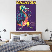 Maleisische  reisposter in de stijl van Dragon Canvas Afdruk (Insitu (Slaapkamer))