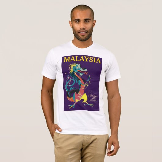 Maleisische  reisposter in de stijl van Dragon T-shirt (Voorkant volledig)
