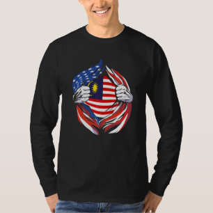 Maleisische Vlag Amerika Trots Op Mijn Maleisische T-shirt