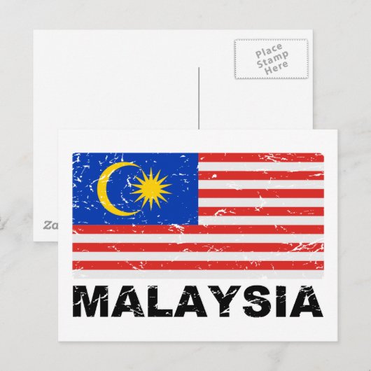 Maleisische  vlag briefkaart (Voorkant / Achterkant)